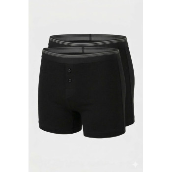 Türen Erkek Likrali Dügmeli Boxer 2'li Paket 135/Siyah