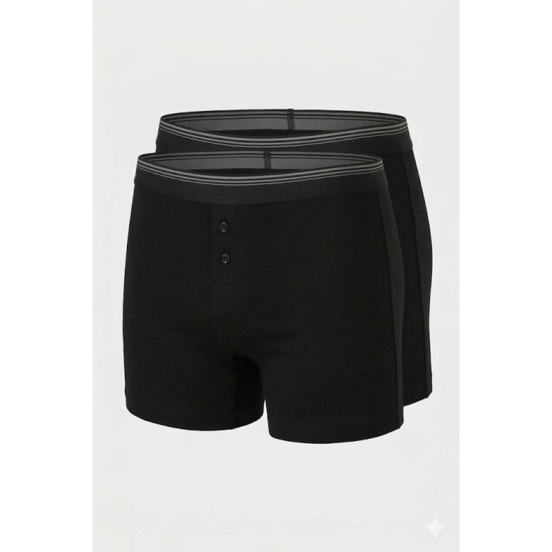 Türen Erkek Likrali Dügmeli Boxer 2'li Paket 135/Siyah