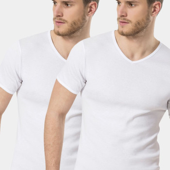 Türen Erkek Ribana V yaka Fanila 2'li Paket 156/Beyaz