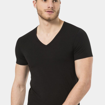 Türen Erkek V Yaka Likrali T-shirt 172/Siyah