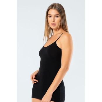 Türen Kadin Ayarlanabilir Ip Askili Likrali Pamuklu Uzun Atlet 915/Siyah