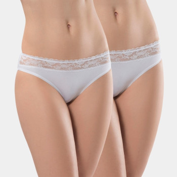Türen Kadin Beli Dantelli Likrali 2'li Pamuklu Bikini Külot 262/Beyaz