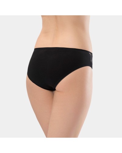 Türen Kadin Beli Dantelli Likrali 2'li Pamuklu Bikini Külot 262/Siyah