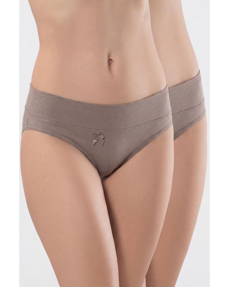 Türen Kadin Beli Lastikli Likrali 2'li Pamuklu Bikini Külot 955/Vizon Türen Kadin Beli Lastikli Likrali 2'li Pamuklu Bikini Külot 955/Vizon