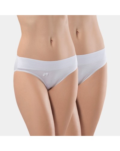 Türen Kadin Beli Lastikli Likrali 2'li Pamuklu Bikini Külot 955/Beyaz