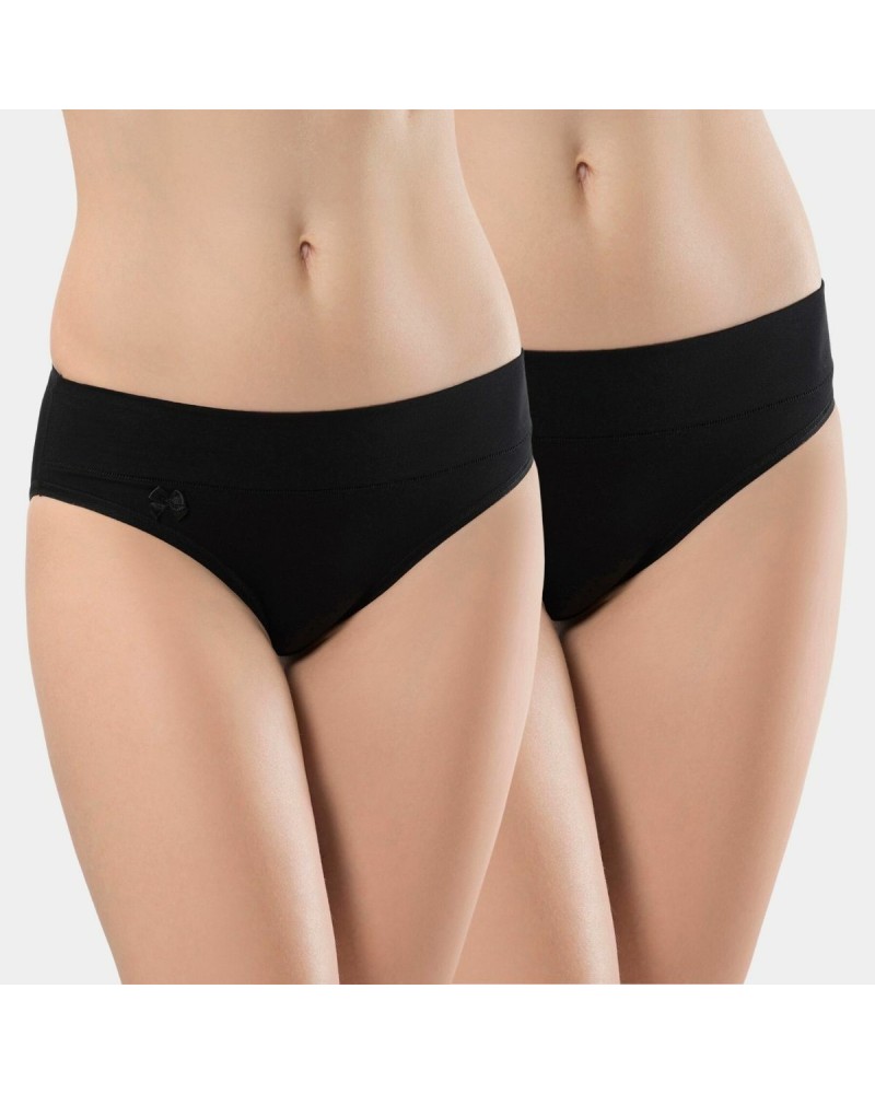 Türen Kadin Beli Lastikli Likrali 2'li Pamuklu Bikini Külot 955/Siyah Türen Kadin Beli Lastikli Likrali 2'li Pamuklu Bikini Külot 955/Siyah