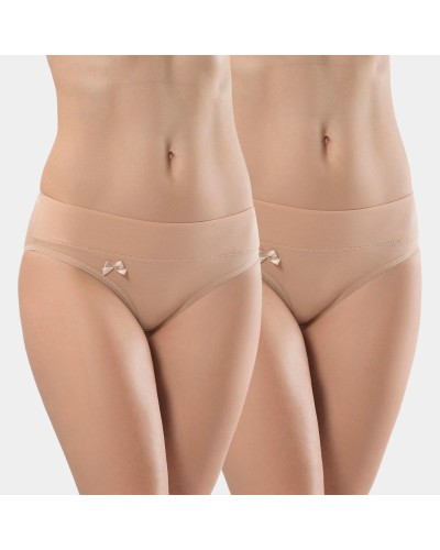 Türen Kadin Beli Lastikli Likrali 2'li Pamuklu Bikini Külot 955/Ten