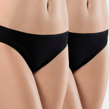 Türen Kadin Biyeli Pamuklu Bikini Külot 2'li Paket 270/Siyah