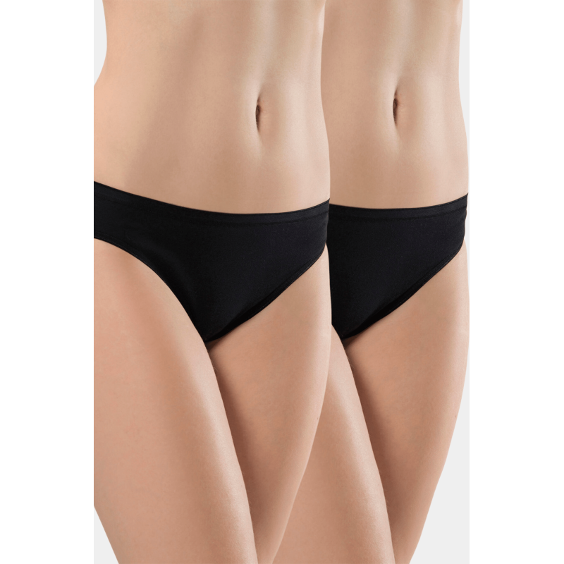 Türen Kadin Biyeli Pamuklu Bikini Külot 2'li Paket 270/Siyah