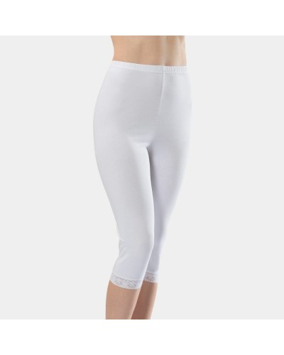 Türen Kadin Dantelli Pamuklu Likrali Crop Boy Tayt 259/Beyaz