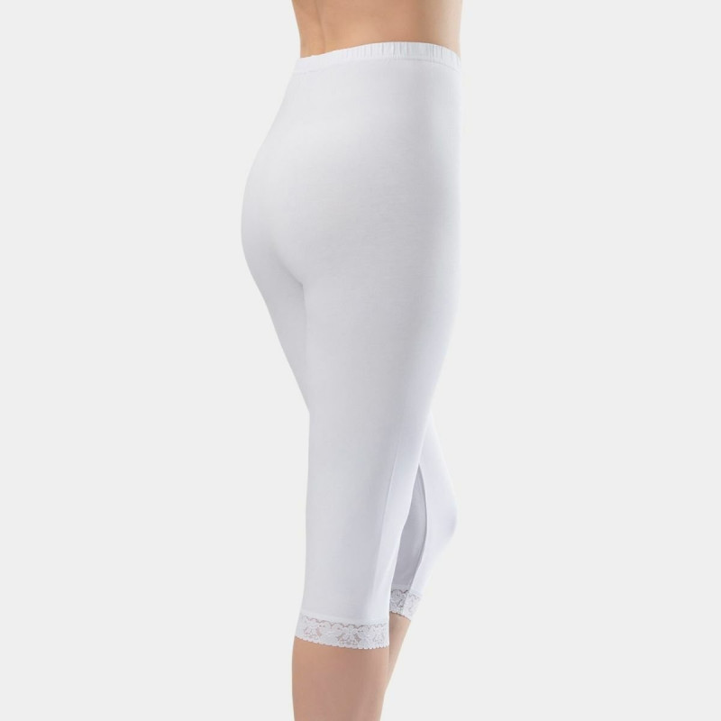 Türen Kadin Dantelli Pamuklu Likrali Crop Boy Tayt 259/Beyaz