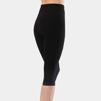 Türen Kadin Dantelli Pamuklu Likrali Crop Boy Tayt 259/Siyah