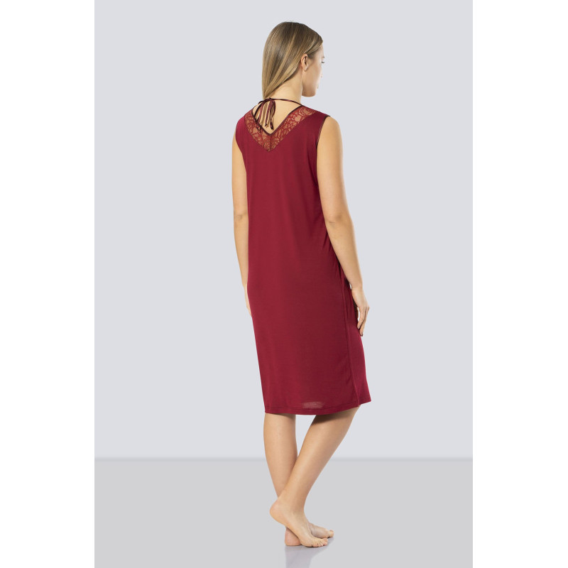 Türen Kadin Dantelli V Yaka Gecelik 3285/Bordo
