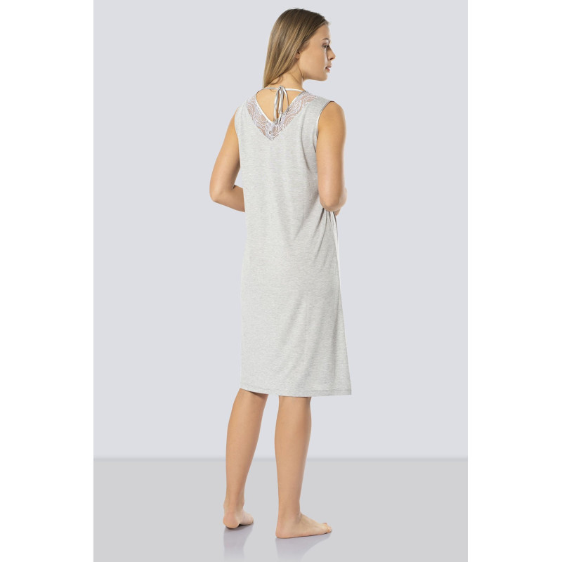 Türen Kadin Dantelli V Yaka Gecelik 3285/Gri