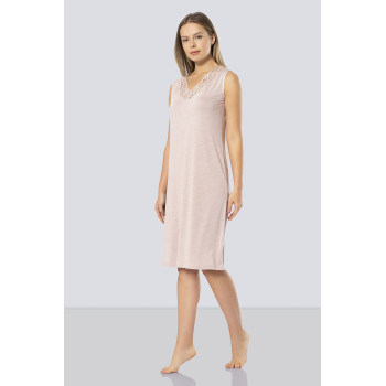 Türen Kadin Dantelli V Yaka Gecelik 3285/Pudra