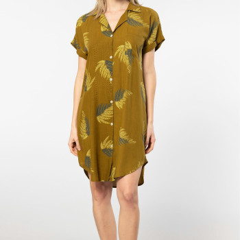 Türen Kadin Desenli Dokuma Dügmeli Elbise 3601/Haki