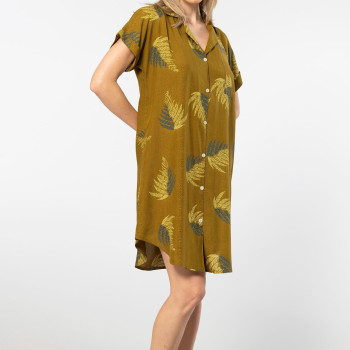 Türen Kadin Desenli Dokuma Dügmeli Elbise 3601/Haki