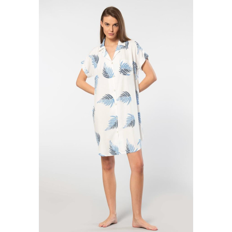 Türen Kadin Desenli Dokuma Dügmeli Elbise 3601/Ekru