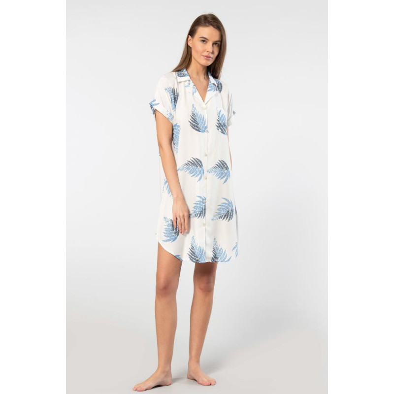 Türen Kadin Desenli Dokuma Dügmeli Elbise 3601/Ekru