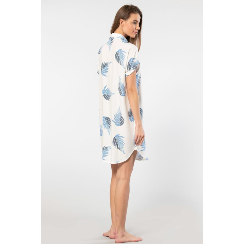 Türen Kadin Desenli Dokuma Dügmeli Elbise 3601/Ekru