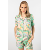 Türen Kadin Desenli Dokuma Sort Pijama Takimi 3605/Yeşil