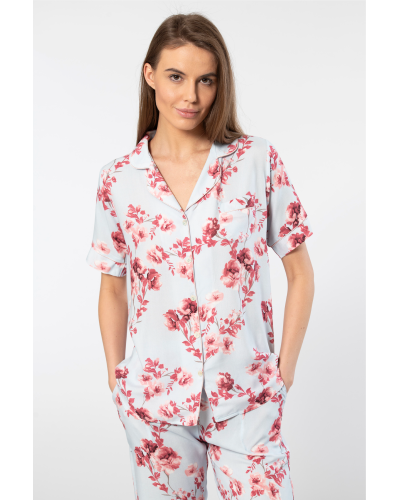 Türen Kadin Desenli Kisa Kol Dokuma Pijama Takimi 3604/Mavi Türen Kadin Desenli Kisa Kol Dokuma Pijama Takimi 3604/Mavi