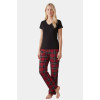 Türen Kadın Ekoseli Pijama Takımı T3618/Kırmızı