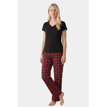 Türen Kadın Ekoseli Pijama Takımı T3618/Kırmızı