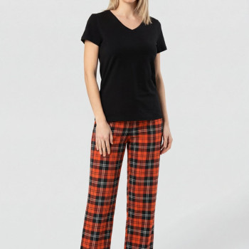 Türen Kadın Ekoseli Pijama Takımı T3618/Turuncu 2