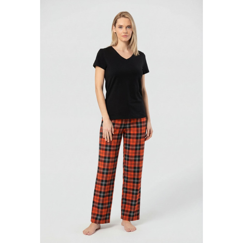 Türen Kadın Ekoseli Pijama Takımı T3618/Turuncu 2