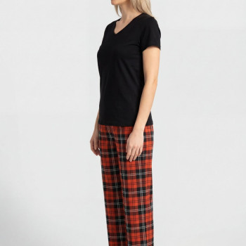 Türen Kadın Ekoseli Pijama Takımı T3618/Turuncu 2