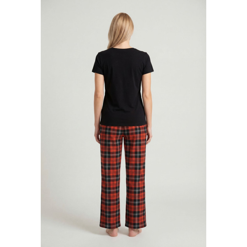 Türen Kadın Ekoseli Pijama Takımı T3618/Turuncu 2