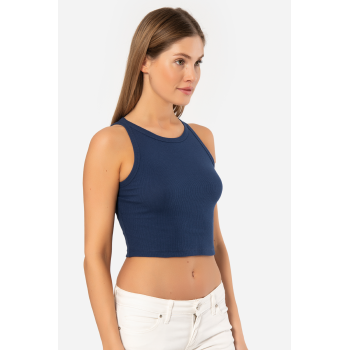 Türen Kadin Fitilli Crop T-shirt 3404/Lacivert