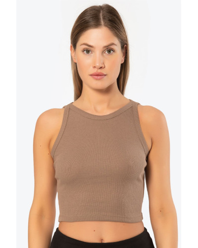 Türen Kadin Fitilli Crop T-shirt 3404/Kahverengi