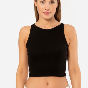 Türen Kadin Fitilli Crop T-shirt 3404/Siyah