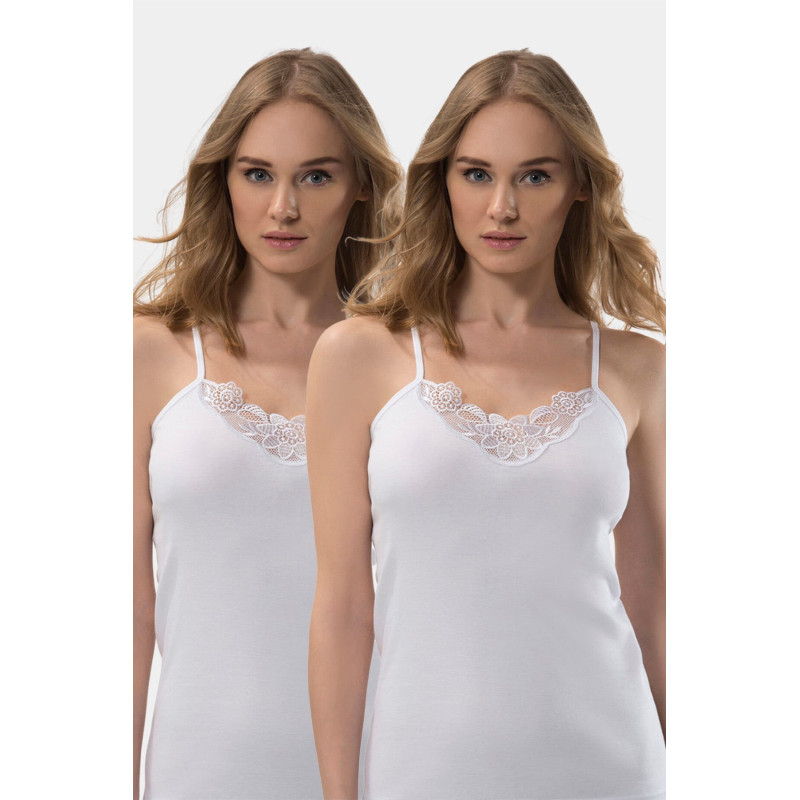 Türen Kadin Güpür Detayli Ip Askili Pamuklu Atlet 2'li Paket 219/Beyaz