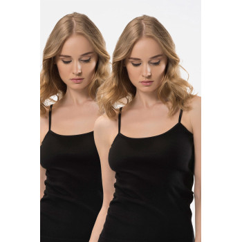 Türen Kadin Ip Askili Pamuklu Atlet 2'li Paket 214/Siyah