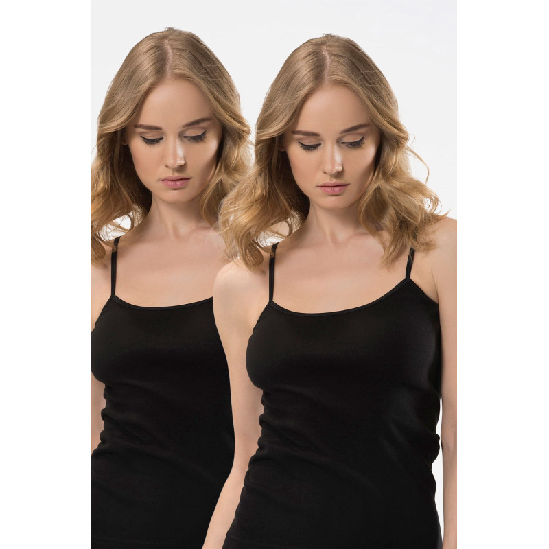 Türen Kadin Ip Askili Pamuklu Atlet 2'li Paket 214/Siyah