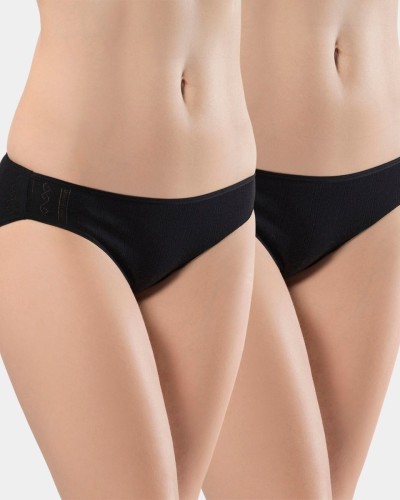 Türen Kadin Jakarli 2'li Pamuklu Bikini Külot 256/Siyah