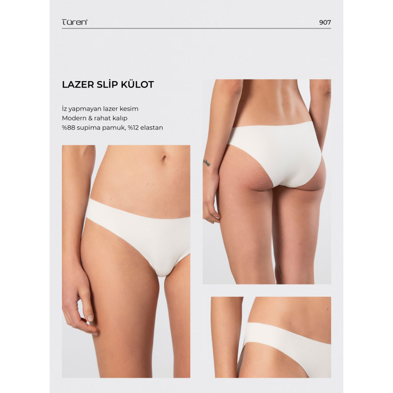 Türen Kadin Lazer Kesim Pamuklu Bikini Külot 907/Ekru