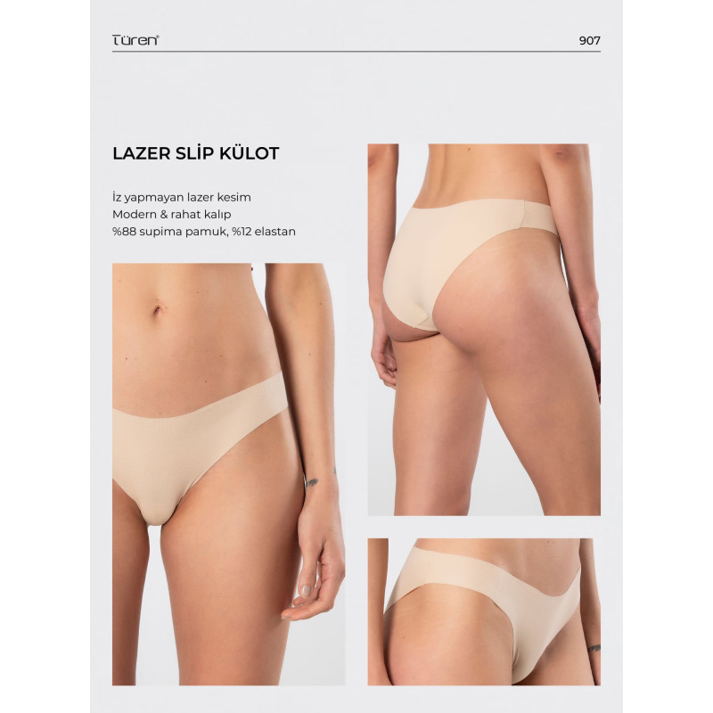 Türen Kadin Lazer Kesim Pamuklu Bikini Külot 907/Ten