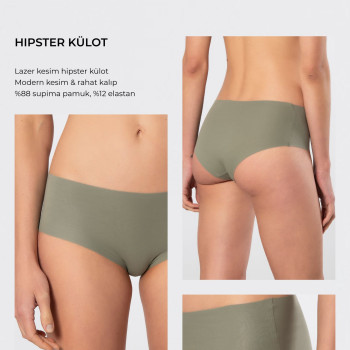 Türen Kadin Lazer Kesim Pamuklu Hipster Külot 910/Yeşil