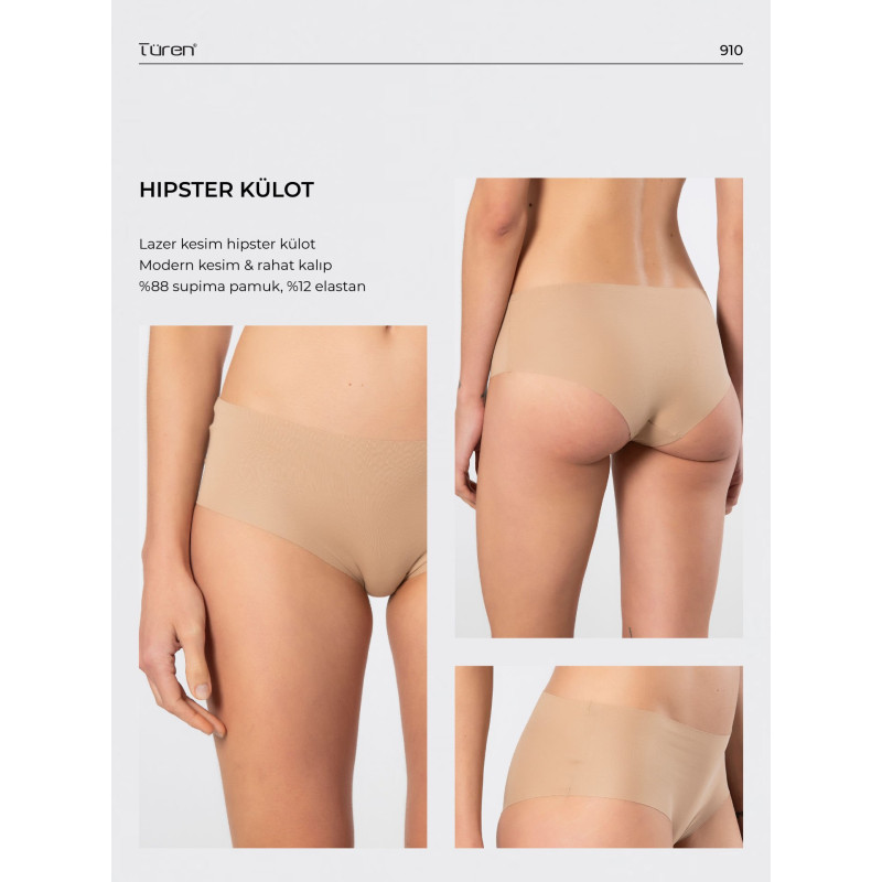 Türen Kadin Lazer Kesim Pamuklu Hipster Külot 910/Vizon