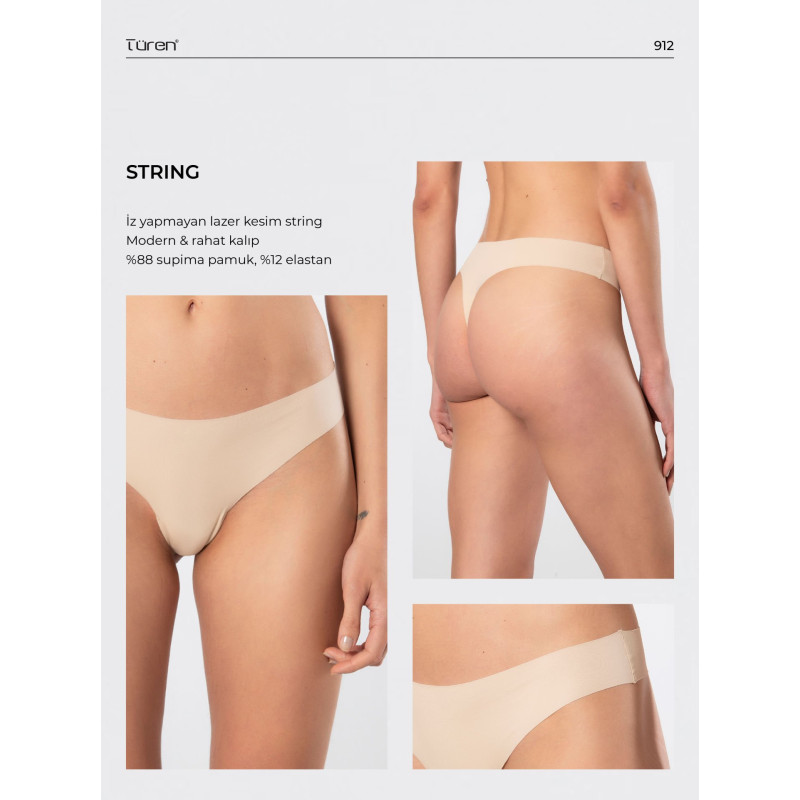 Türen Kadin Lazer Kesim Pamuklu String Külot 912/Ten