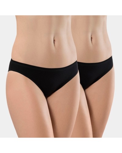Türen Kadin Likrali 2'li Pamuklu Bikini Külot 230/Siyah