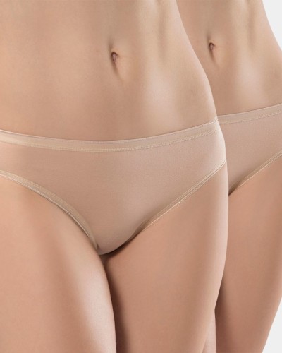 Türen Kadin Likrali 2'li Pamuklu Bikini Külot 230/Ten
