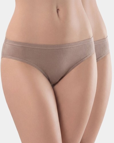 Türen Kadın Likralı 2'li Pamuklu Bikini Külot 230/Vizon