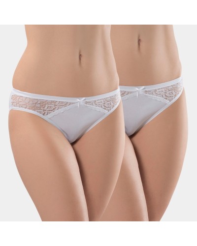 Türen Kadin Likrali Dantelli Bikini (2'li Paket) 261/Beyaz