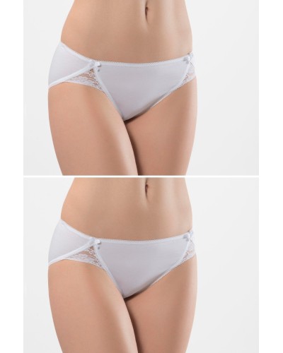 Türen Kadin Likrali Dantelli Bikini (2'li Paket) 961/Beyaz