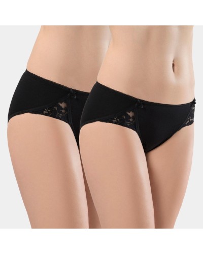 Türen Kadin Likrali Dantelli Bikini (2'li Paket) 961/Siyah